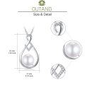 wholesale 925 Sterling Silver Infinity Teardrop Freshwater Cultured Pearl Pendant Necklace with Cubic Zirconia for Women Girls Gifts (White)-0-5
