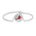 wholesale 925 Sterling Silver Red Enamel Cardinal Bird Charm Bracelet for Women-0-0