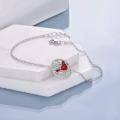 wholesale 925 Sterling Silver Red Enamel Cardinal Bird Charm Bracelet for Women-0-2