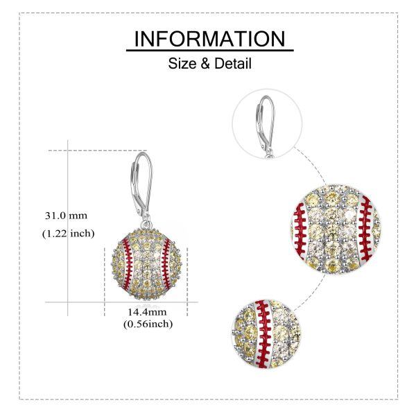 Sterling Silver Baseball Dangle Drop Earrings-3