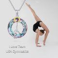 wholesale 925 Sterling Silver Crystal Gymnastics Pendant Flipper Necklace Sportswear Gift-0-1