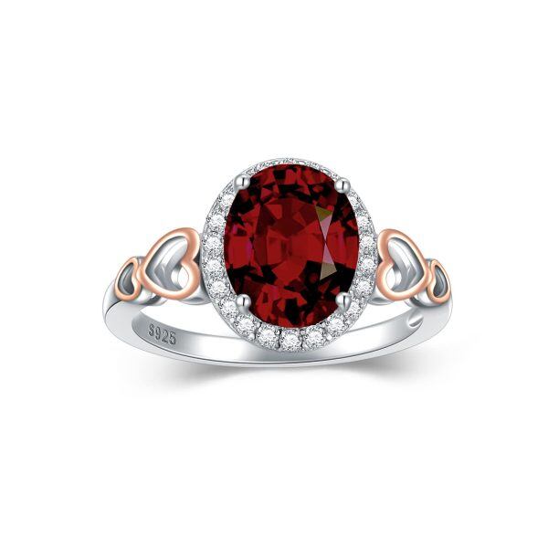 Sterling Silver Red Garnet Ring-0