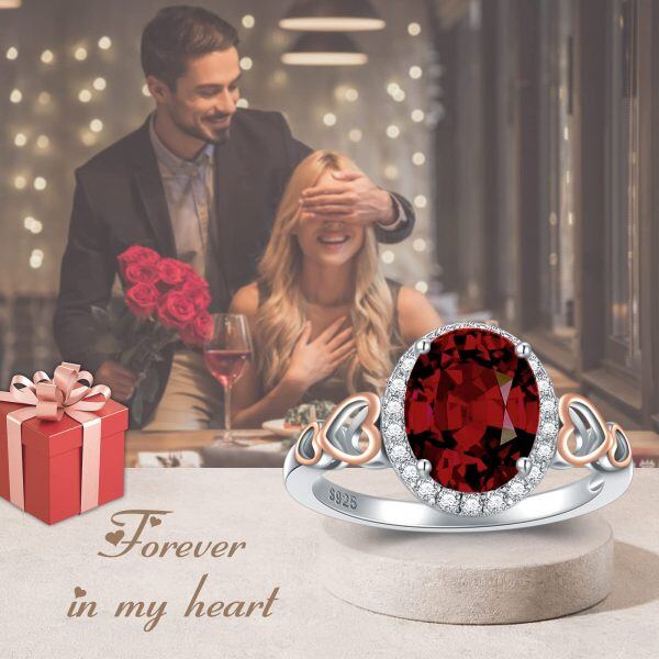 Sterling Silver Red Garnet Ring-2