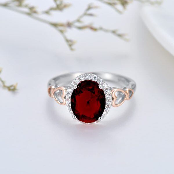 Sterling Silver Red Garnet Ring-4