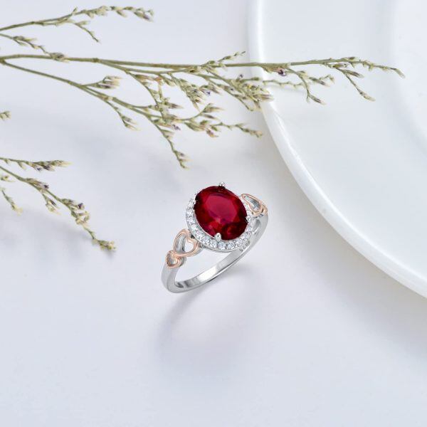 Sterling Silver Red Garnet Ring-5