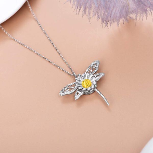 Sterling Sliver Animal Dragonfly Picture Locket Necklace -3