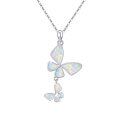 wholesale 925 Sterling Silver White Fire Opal Butterfly Pendant Necklace for Women-0-0