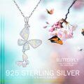 wholesale 925 Sterling Silver White Fire Opal Butterfly Pendant Necklace for Women-0-4