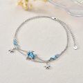 wholesale 925 Sterling Silver Sea Life Charm Anklet with Evil Eye & Starfish Adjusts to Fit 9-11 Feet-0-4