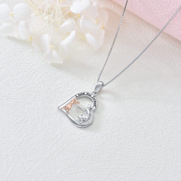 Sterling Silver Father Daughter Heart Pendant Necklace-4