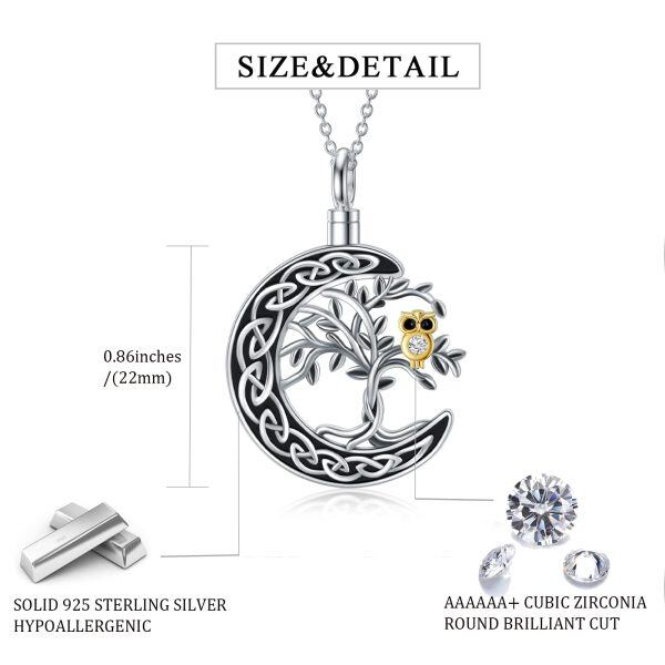 Sterling Silver Tree Of Life Owl Urn Necklace-1