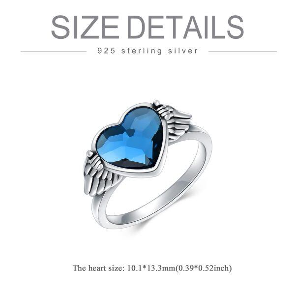 Sterling Silver Heart Wings Ring-5