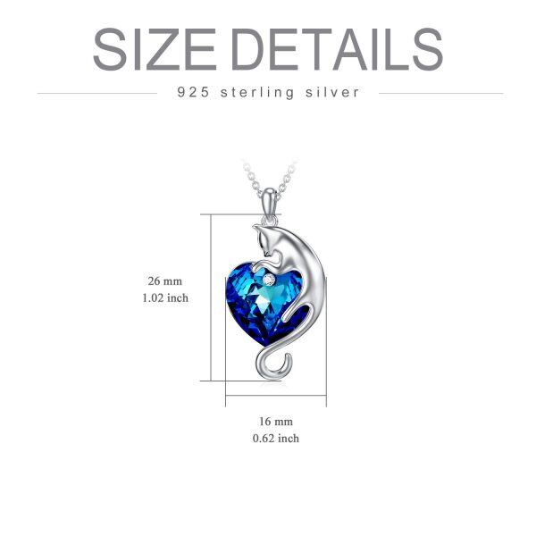 Sterling Silver Cat Heart Necklace-5