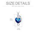 wholesale 925 Sterling Silver Blue Crystal Cat Heart Pendant Necklace for Women-0-5