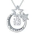 wholesale 925 Sterling Silver Moon & Stars Pendant Necklace with Cubic Zirconia for Women-0-0