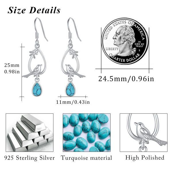 Sterling Silver Turquoise Hummingbird Earrings-3