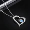 wholesale 925 Sterling Silver Blue Fire Opal Owl in Heart Pendant Necklace for Women-0-2