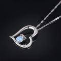 wholesale 925 Sterling Silver Blue Fire Opal Owl in Heart Pendant Necklace for Women-0-4
