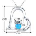 wholesale 925 Sterling Silver Blue Fire Opal Owl in Heart Pendant Necklace for Women-0-5