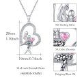 wholesale 925 Sterling Silver Heart-Shaped Mother & Daughter Mermaid Pendant Necklace with Pink Stone for Women-0-2