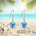 wholesale 925 Sterling Silver Blue Fire Opal Sea Turtle Drop Earring Gift for Women-0-1