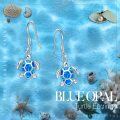 wholesale 925 Sterling Silver Blue Fire Opal Sea Turtle Drop Earring Gift for Women-0-2