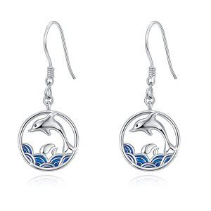 Sterling Silver Dolphin Earrings-0