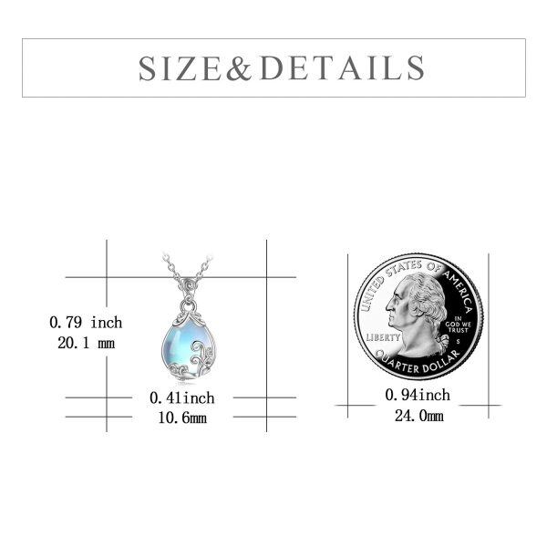 Sterling Silver Moonstone Filigree Teardrop Pendent Necklace -5