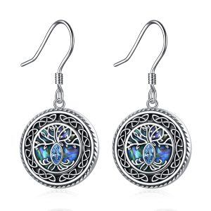 Sterling Silver Life Tree dangle Earrings -0