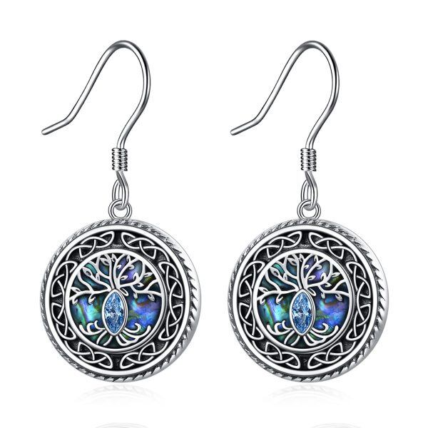 Sterling Silver Life Tree dangle Earrings -0