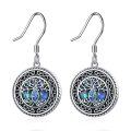 wholesale 925 Sterling Silver Abalone Shell Tree of Life Dangle Earrings for Women-0-0