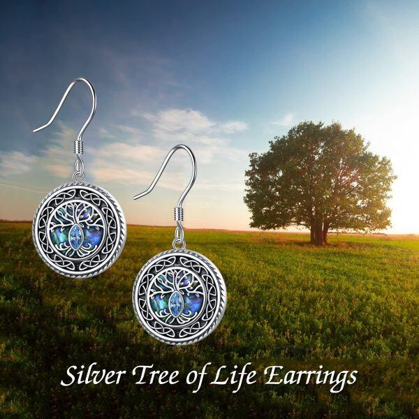 Sterling Silver Life Tree dangle Earrings -1