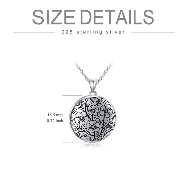 Sterling Silver Flower Photo Locket Necklace-5