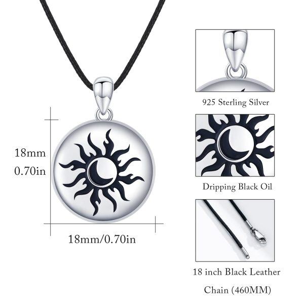 Sterling Sliver Sun Moon Locket Necklace -2