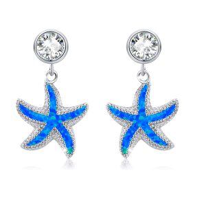 Sterling Silver Starfish Earrings-0