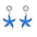 wholesale 925 Sterling Silver Blue Opal Starfish Drop Dangle Earrings Hypoallergenic Sea Life s for Her-0-0