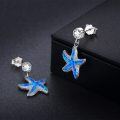 wholesale 925 Sterling Silver Blue Opal Starfish Drop Dangle Earrings Hypoallergenic Sea Life s for Her-0-1