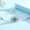 wholesale 925 Sterling Silver Flower Vine Lotus Stone Bracelet with Turquoise and Malachite - Boho Style Summer Beach s for Women & Girls-0-1