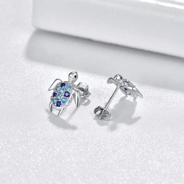 Sterling Silver Turtle Stud Earrings-1