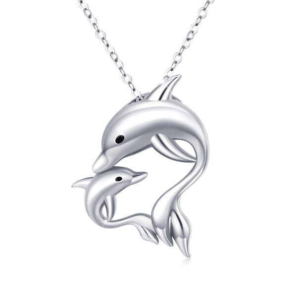 Sterling Silver Dolphin Pendant Necklace-0