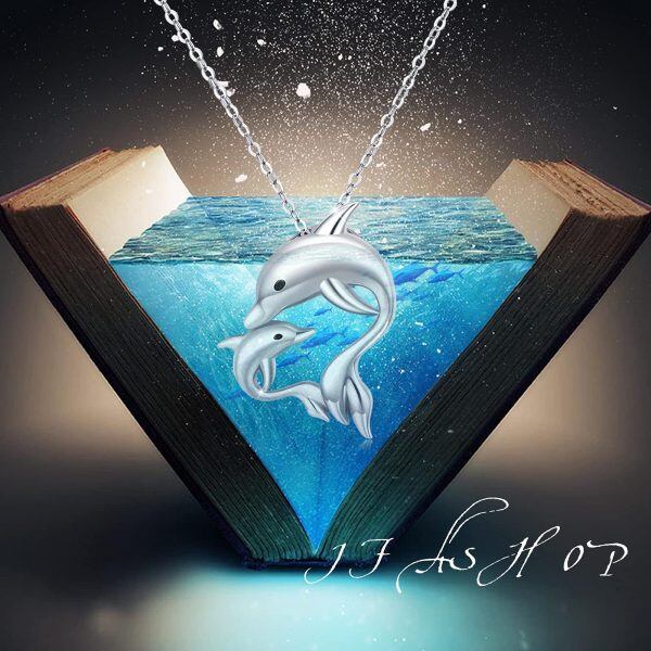 Sterling Silver Dolphin Pendant Necklace-5