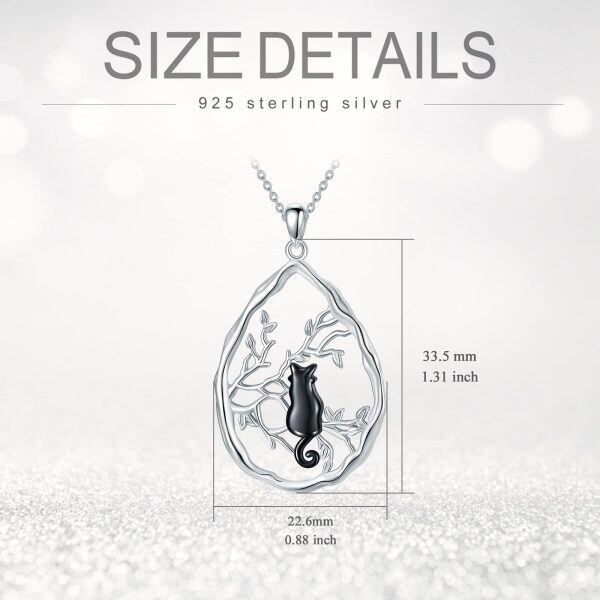 Sterling Silver Black Cat Necklace-3