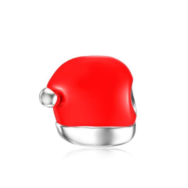 Sterling Silver Red Santa Hat Charm Bead -1