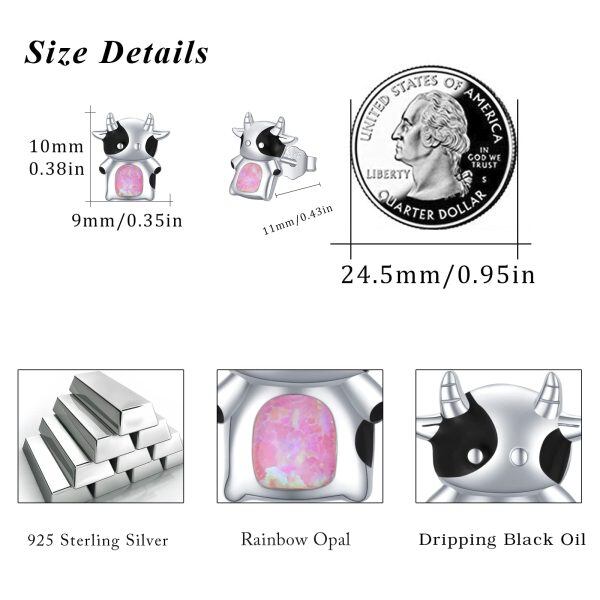 Sterling Silver Cow Animal Earrings-1