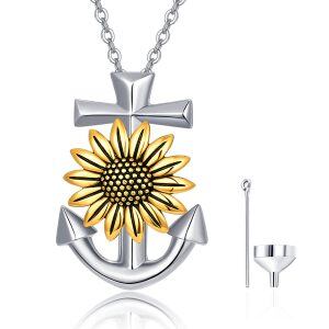 Sterling Silver Sunflower Urn Necklace-0