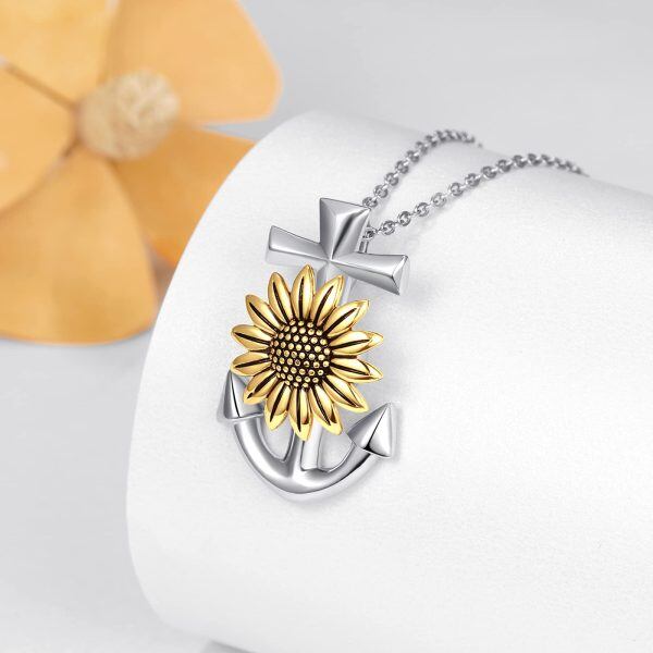 Sterling Silver Sunflower Urn Necklace-1