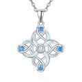 wholesale 925 Sterling Silver Blue Opal and Cubic Zirconia Celtic Knot Pendant Necklace for Women-0-0