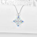 wholesale 925 Sterling Silver Blue Opal and Cubic Zirconia Celtic Knot Pendant Necklace for Women-0-1