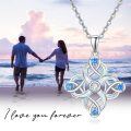 wholesale 925 Sterling Silver Blue Opal and Cubic Zirconia Celtic Knot Pendant Necklace for Women-0-4