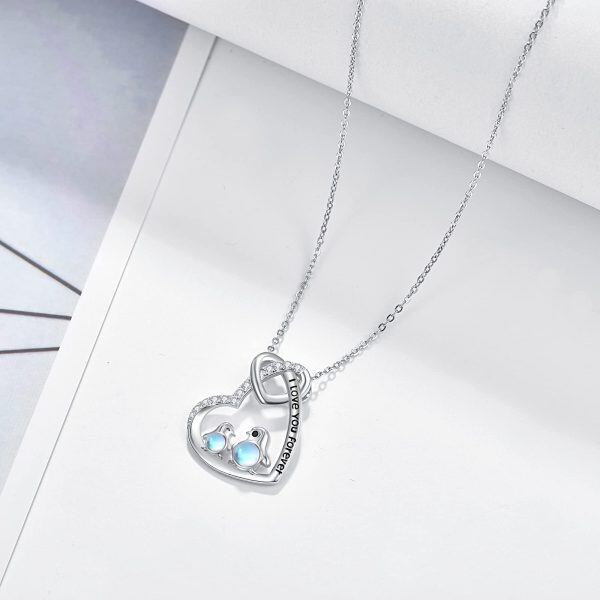 Sterling Silver Animal Penguin Love Heart Necklace -2